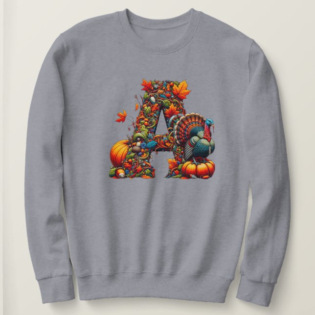 A letter A in Thanksgiving style Sweatshirt (Design Front)