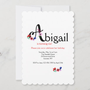 "A" Letter (Add Any First Name With Letter A) Invitation