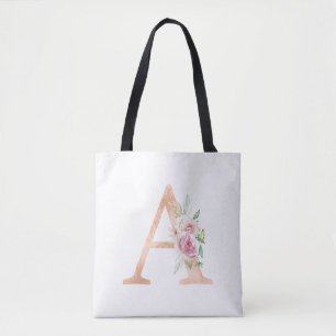 A letter floral designed tote bag