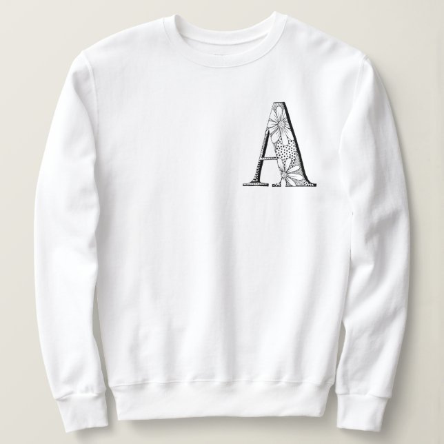 'A' Letter Initial Monogram Sweatshirt (Design Front)