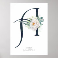 A Letter Monogram White Flowers and Greenery