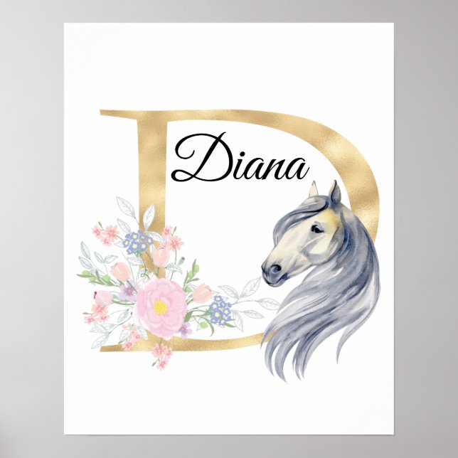 A letter personalised name monogram with horse  po poster (Front)