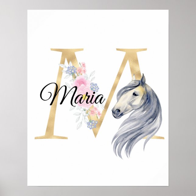 A letter personalised name monogram with horse  po poster (Front)