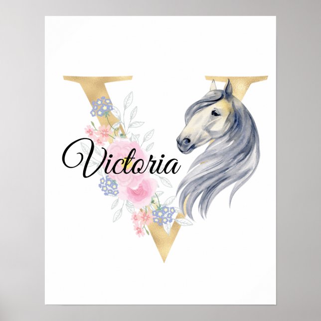 A letter personalised name monogram with horse  po poster (Front)