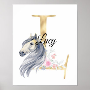 A letter personalised name monogram with horse po poster