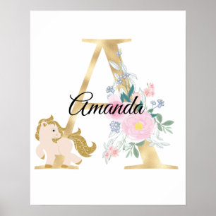 A letter personalised name monogram with pony poster