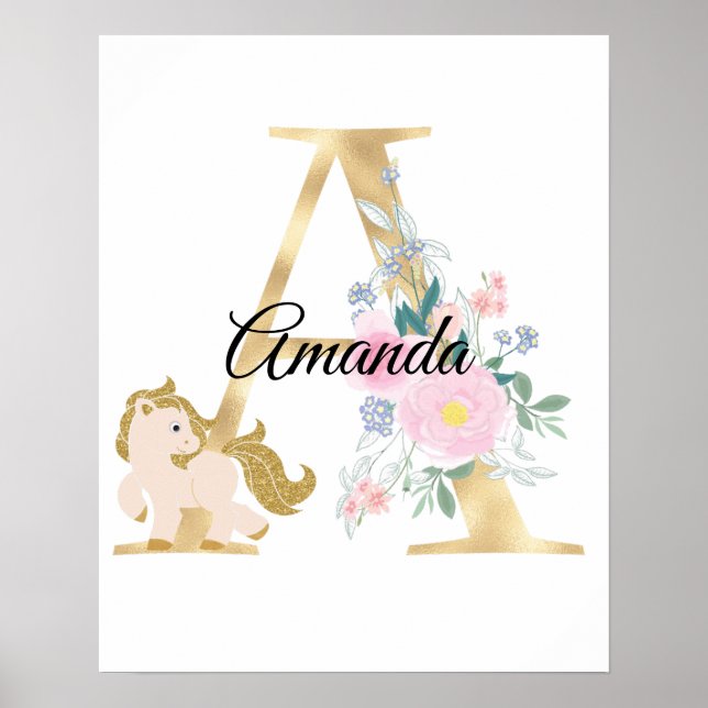 A letter personalized name monogram with pony poster (Front)