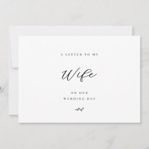 A Letter to My Wife on Our Wedding Day Minimalist Card