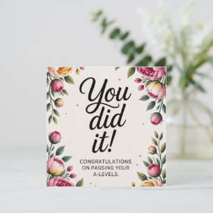 A Level Exam Congratulation Graduation card's Card