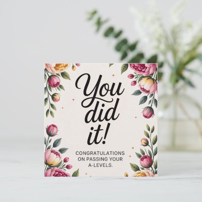 A Level Exam Congratulation Graduation card's  Card (Standing Front)