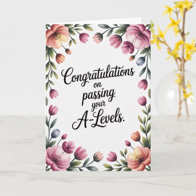 A Level Exam Floral Congratulation Graduation  Card (Yellow Flower)
