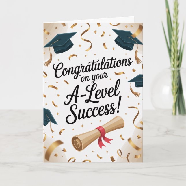 A-Level success Congratulations Cards Graduation  (Front)