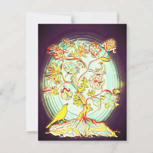 A life tree and a bird postcard