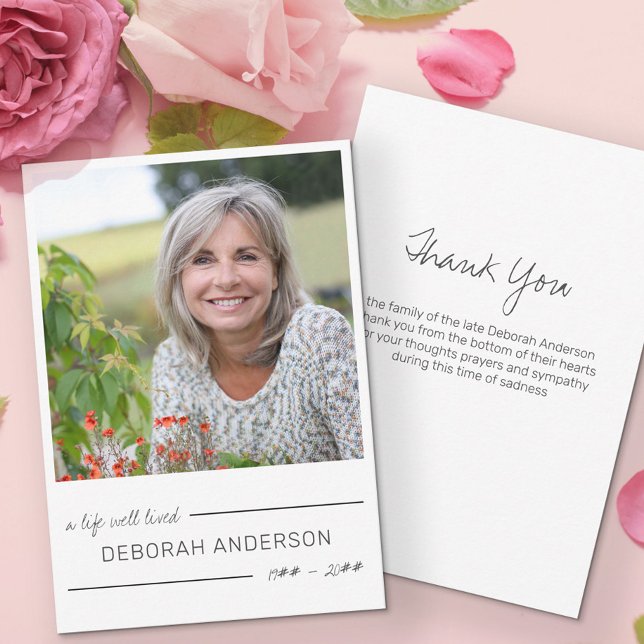 A Life Well Lived Casual Lettering Photo Thank You Card (Creator Uploaded)