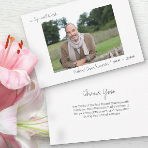 A Life Well Lived Casual Photo Funeral Thank You Card