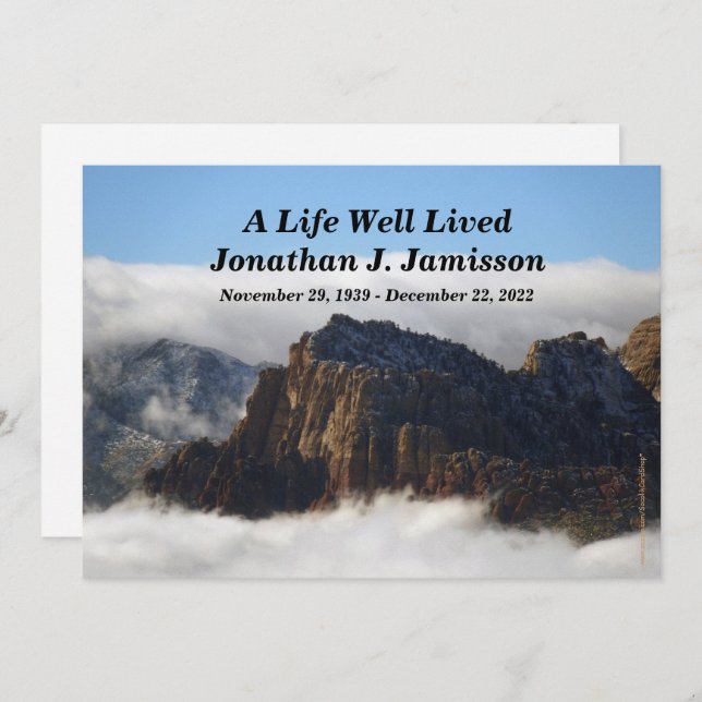 A Life Well Lived Service Invitation, Clouds Invitation (Front/Back)