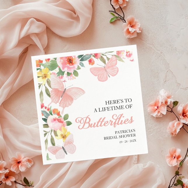 A Lifetime of Butterflies Bridal Shower Floral Napkin (Creator Uploaded)