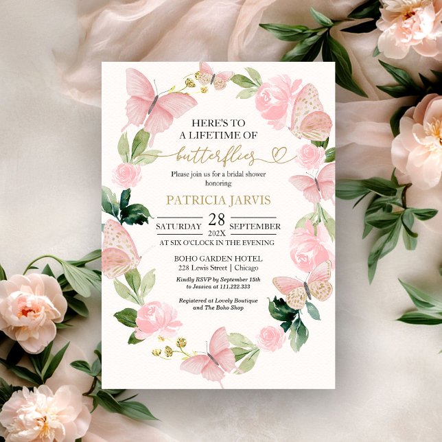 A Lifetime of Butterflies Bridal Shower Invitation (Creator Uploaded)