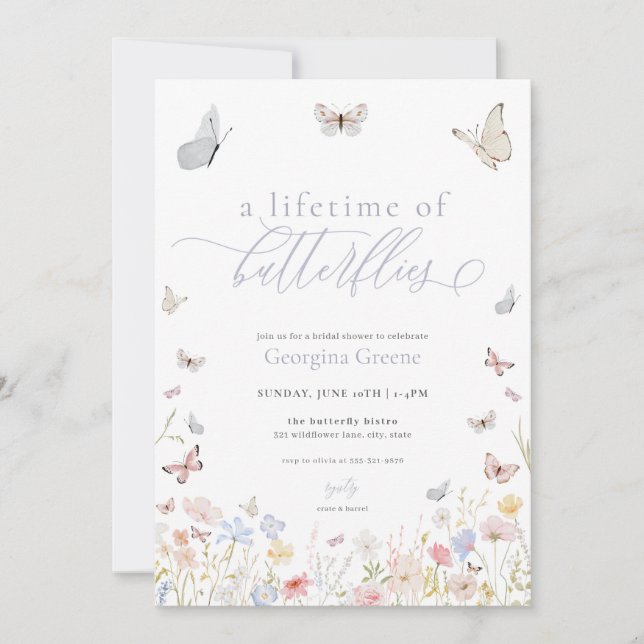 A Lifetime of Butterflies Bridal Shower Invitation (Front)