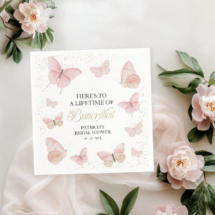 A Lifetime of Butterflies Bridal Shower Pink Gold Napkin