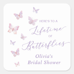 A Lifetime of Butterflies Bridal Shower  Square Sticker
