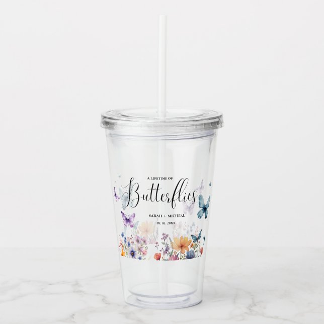 A lifetime of butterflies Bridal Shower Table Acrylic Tumbler (Front)