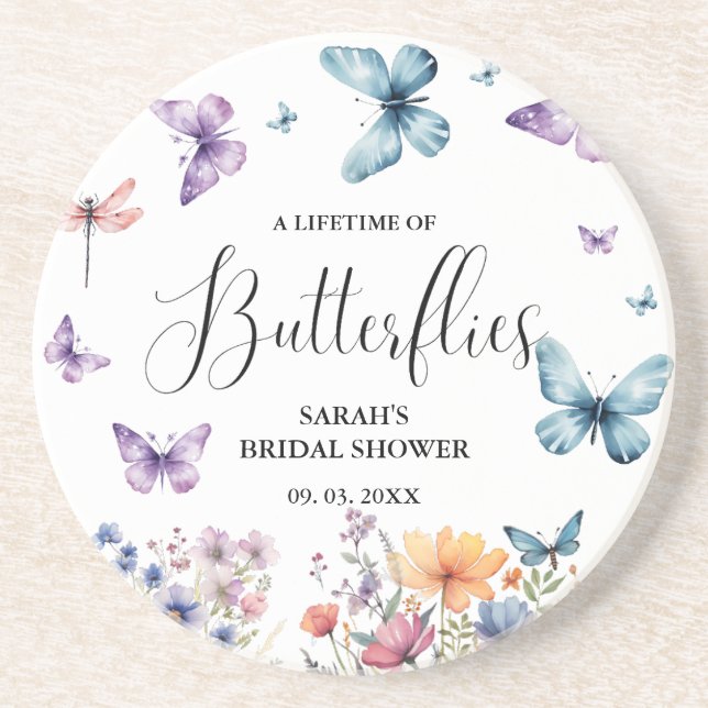 A lifetime of butterflies Bridal Shower Table Coaster (Front)
