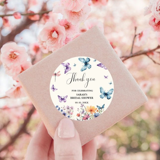 A lifetime of butterflies Bridal Shower Thank You Classic Round Sticker (Creator Uploaded)