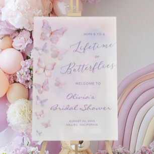 A Lifetime of Butterflies Bridal Shower Welcome Acrylic Sign