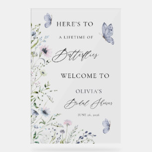 A Lifetime of Butterflies Bridal Shower Welcome Acrylic Sign