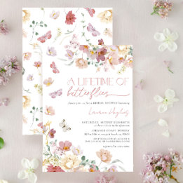 A Lifetime of Butterflies Pink Bridal Shower Invitation