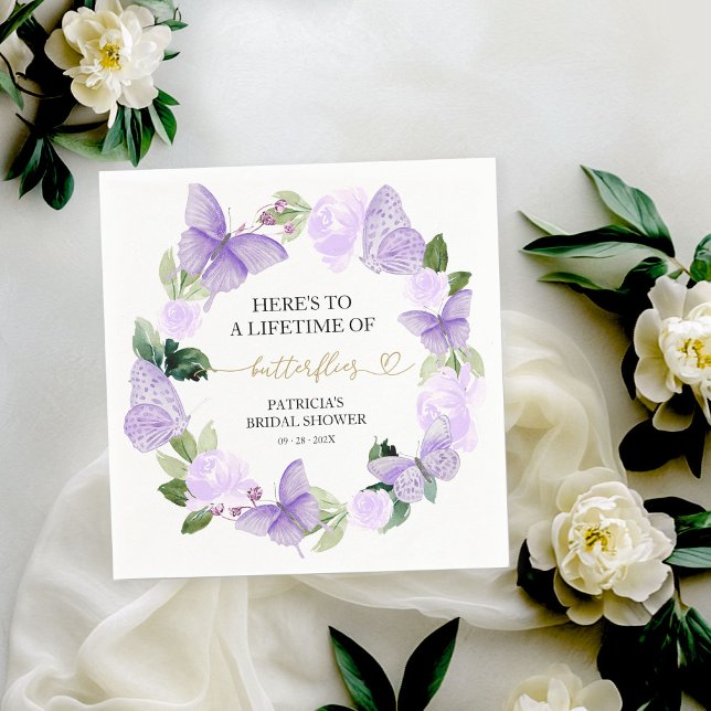 A Lifetime of Butterflies Purple Bridal Shower  Napkin (Creator Uploaded)