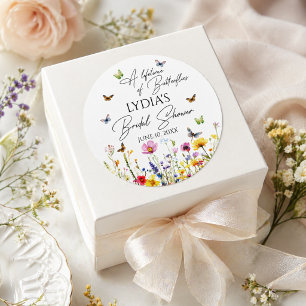 A Lifetime of Butterflies Wildflower Bridal Shower Classic Round Sticker
