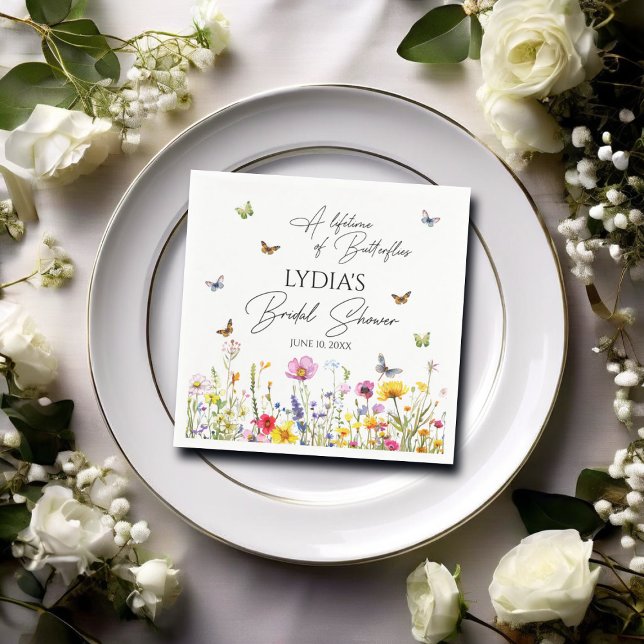 A Lifetime of Butterflies Wildflower Bridal Shower Napkin (Creator Uploaded)