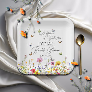 A Lifetime of Butterflies Wildflower Bridal Shower Paper Plate