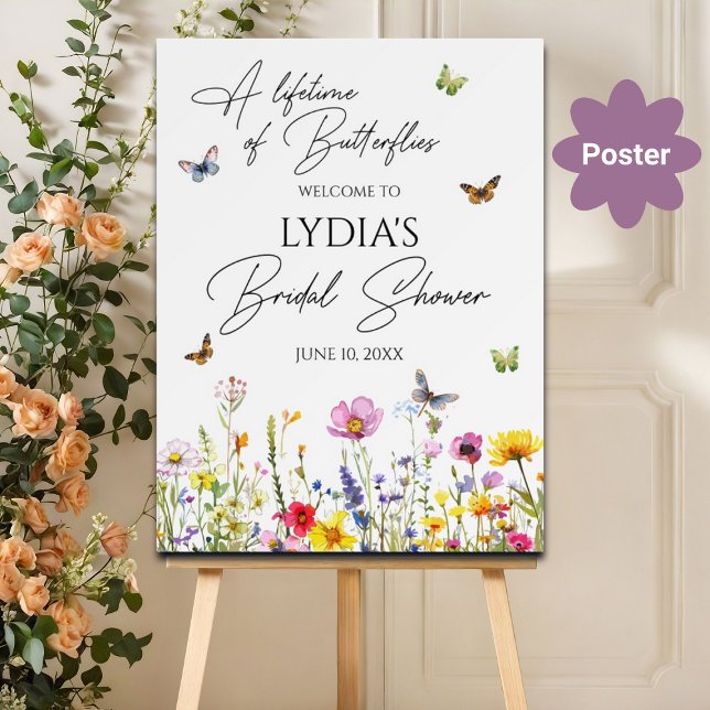 A Lifetime of Butterflies Wildflower Bridal Shower Poster (Creator Uploaded)