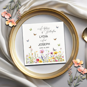 A Lifetime of Butterflies Wildflowers Wedding Napkin