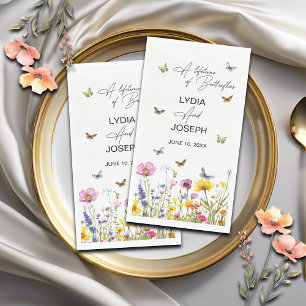 A Lifetime of Butterflies Wildflowers Wedding Napkin