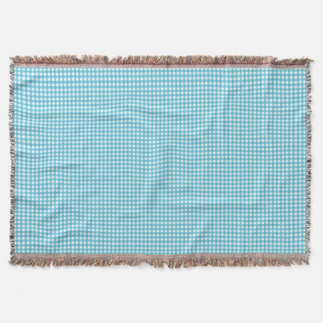 A light blue and white checkered blanket  (Front)