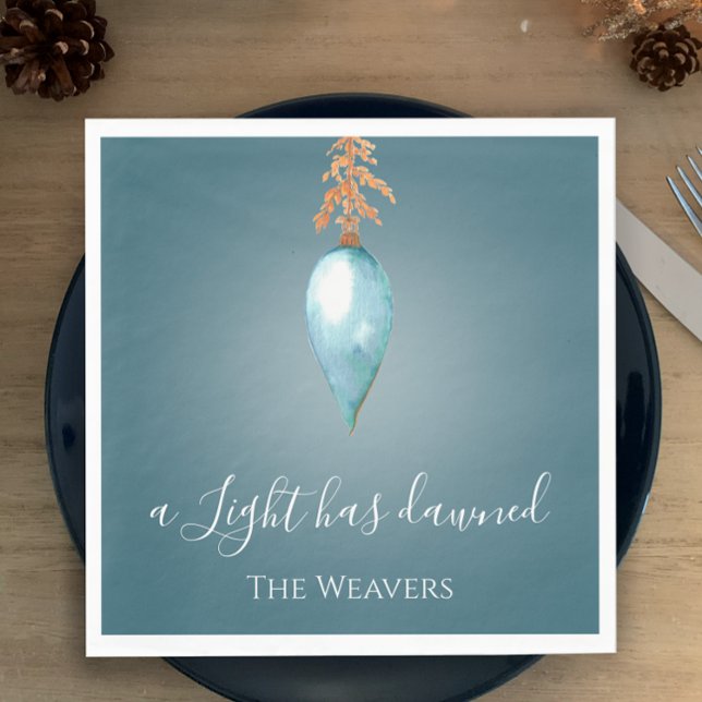 A Light has dawned | Blue Watercolor Christmas Napkin (Add inspiration and art to your Christmas dinner table with my hand painted blue watercolor napkins
)