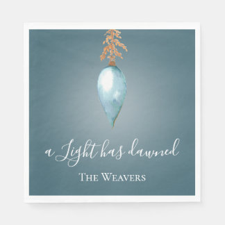 A Light Has Dawned | Blue Watercolor Christmas Napkin