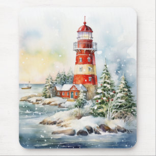 A Lighthouse in Winter Mouse Pad