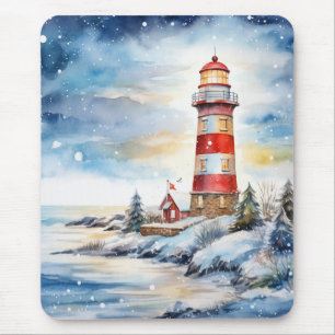 A Lighthouse in Winter Mouse Pad