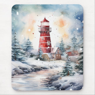 A Lighthouse in Winter Mouse Pad