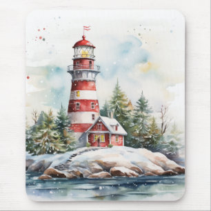 A Lighthouse in Winter Mouse Pad