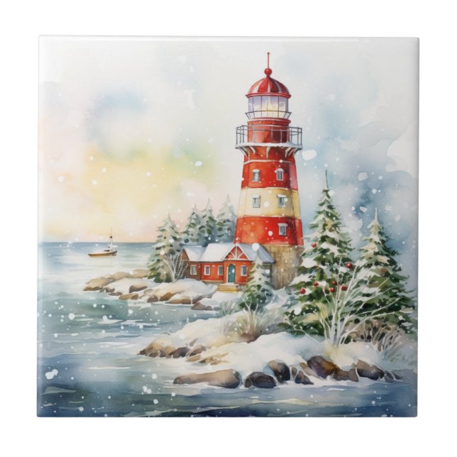 A Lighthouse in Winter Tile (Front)