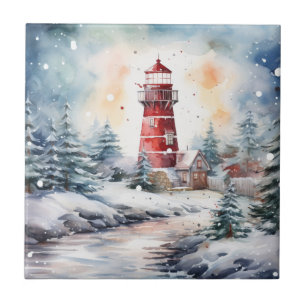 A Lighthouse in Winter Tile