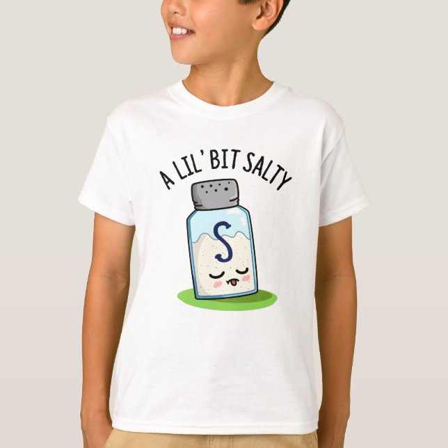 A Lil Bit Salty Funny Salt Shaker Pun  T-Shirt (Front)