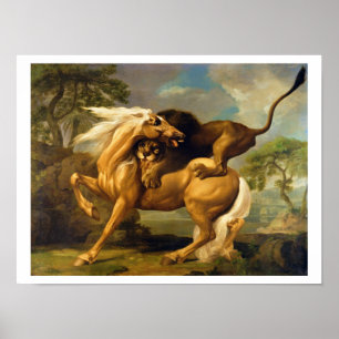A Lion Attacking a Horse, c.1762 (oil on canvas) Poster