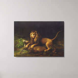 A Lion Attacking a Stag, c.1765 (oil on canvas) Canvas Print